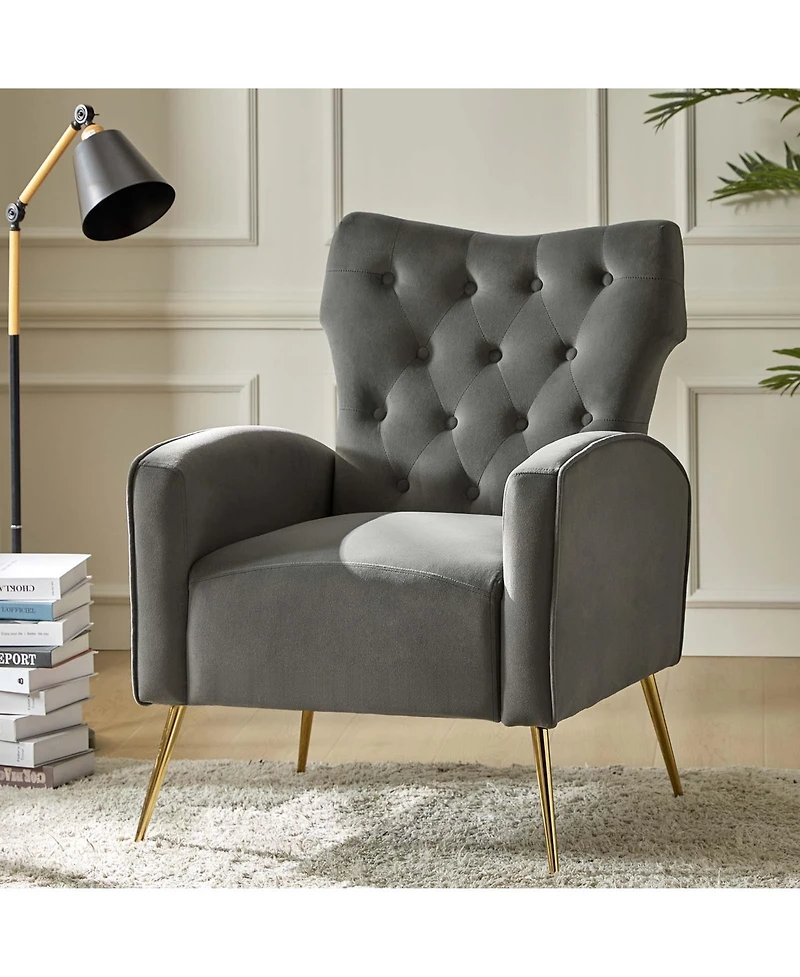 Modern Tufted Back Velvet Accent Chair for Living Room Bedroom