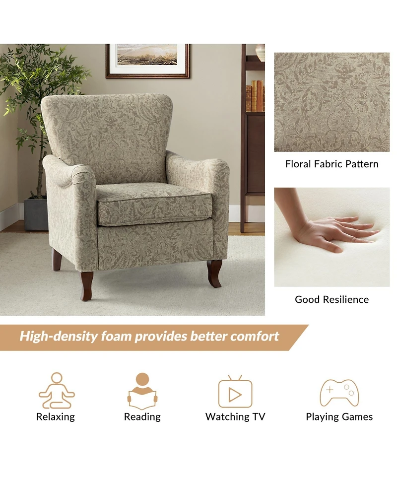 Ewert Comfy Floral Fabric Pattern Armchair with Wingback Design