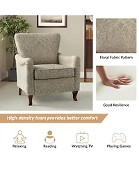 Ewert Comfy Floral Fabric Pattern Armchair with Wingback Design