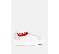 Endler Womens Color Block Leather Sneakers