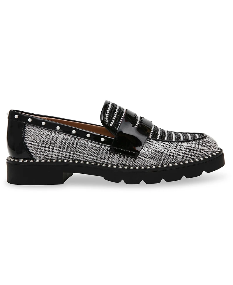 Betsey Johnson Women's Darian Pearl-Embellished Tailored Lug-Sole Loafers