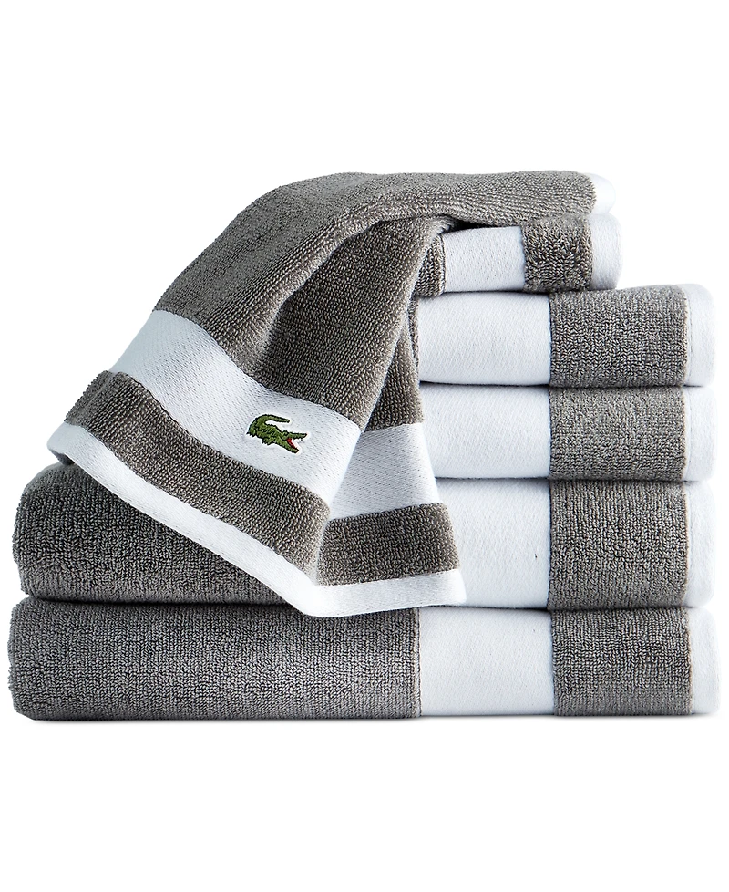 Lacoste Home Heritage Sport Stripe Logo Cotton 6-Pc. Bath Towel Set