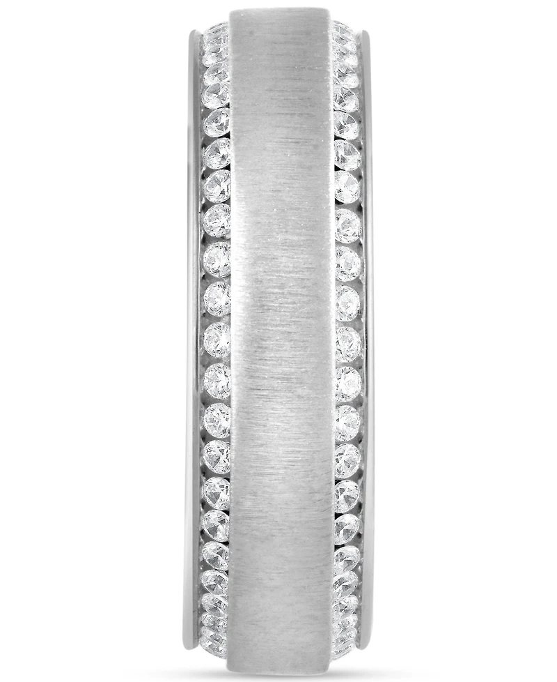 Men's Diamond Border Textured Eternity Band (1 ct. t.w.) 10k White, Yellow or Rose Gold