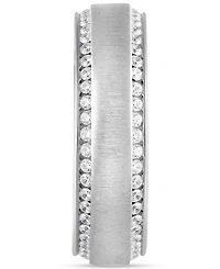 Men's Diamond Border Textured Eternity Band (1 ct. t.w.) 10k White, Yellow or Rose Gold