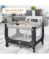 Slickblue Portable Baby Playpen with Mattress Foldable Design