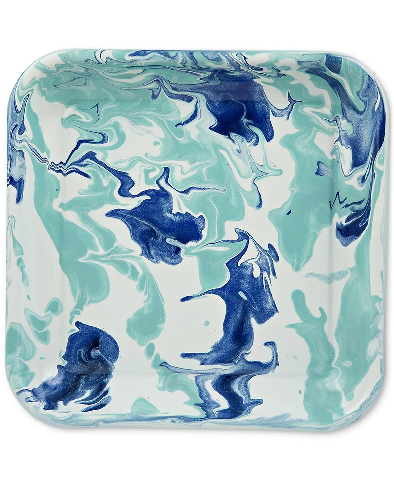 Golden Rabbit Lagoon Enameled Steel Square Trays, Set of 2
