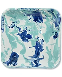 Golden Rabbit Lagoon Enameled Steel Square Trays, Set of 2
