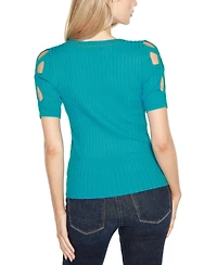 Belldini Women's Embellished Criss Cross Sleeve Sweater