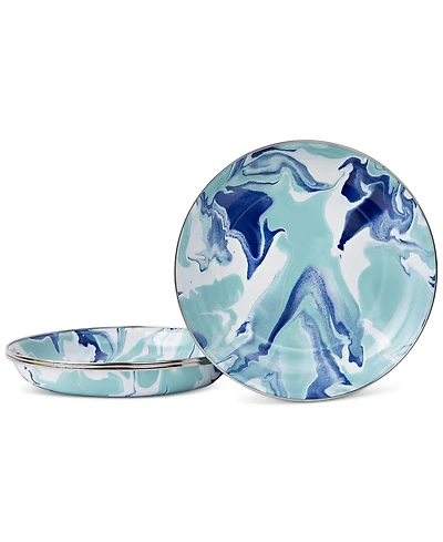 Golden Rabbit Lagoon Enameled Steel Pasta Plates, Set of 4