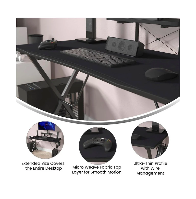 Tyr Mega Size Pc Gaming Mouse Pad With Micro Weave Cloth Surface, Anti-Slip Rubber Backing And Cable Management