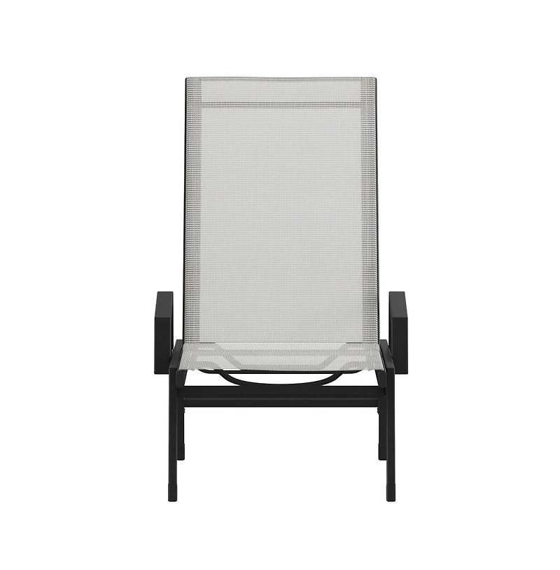 Emma+Oliver Braelin Textilene Adjustable 5 Position Patio Chaise Lounge With Armrests And Metal Frame