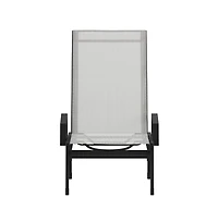 Emma+Oliver Braelin Textilene Adjustable 5 Position Patio Chaise Lounge With Armrests And Metal Frame