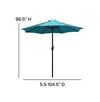 Hampstead Seven Piece Faux Teak Patio Dining Set Includes Table, Four Club Chairs, 9' Patio Umbrella And Base