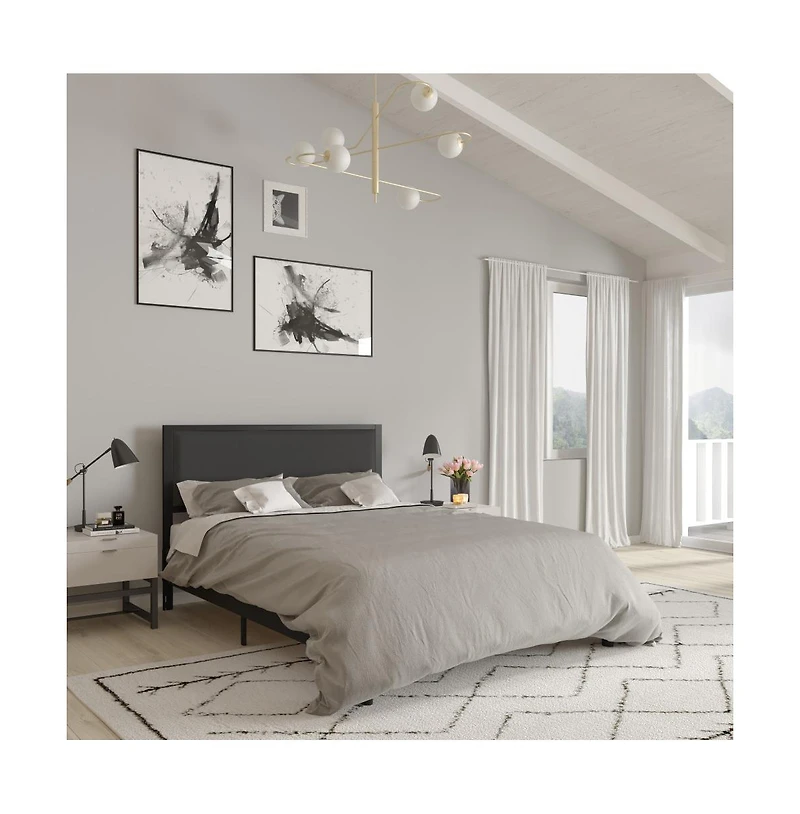 Merrick Lane West Avenue Queen Headboard Upholstered Headboard With Metal Frame And Adjustable Rail Slots