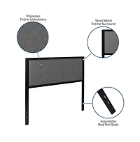Merrick Lane Camden Full Headboard Upholstered Button Tufted With Metal Frame And Adjustable Rail Slots