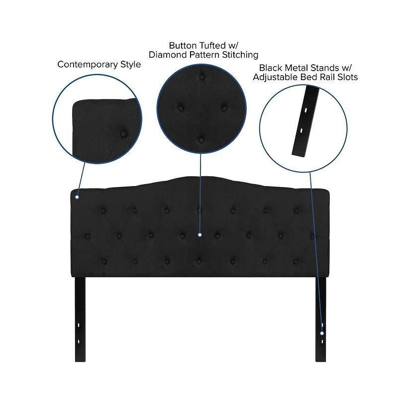 Arched Queen Button Tufted Upholstered Headboard