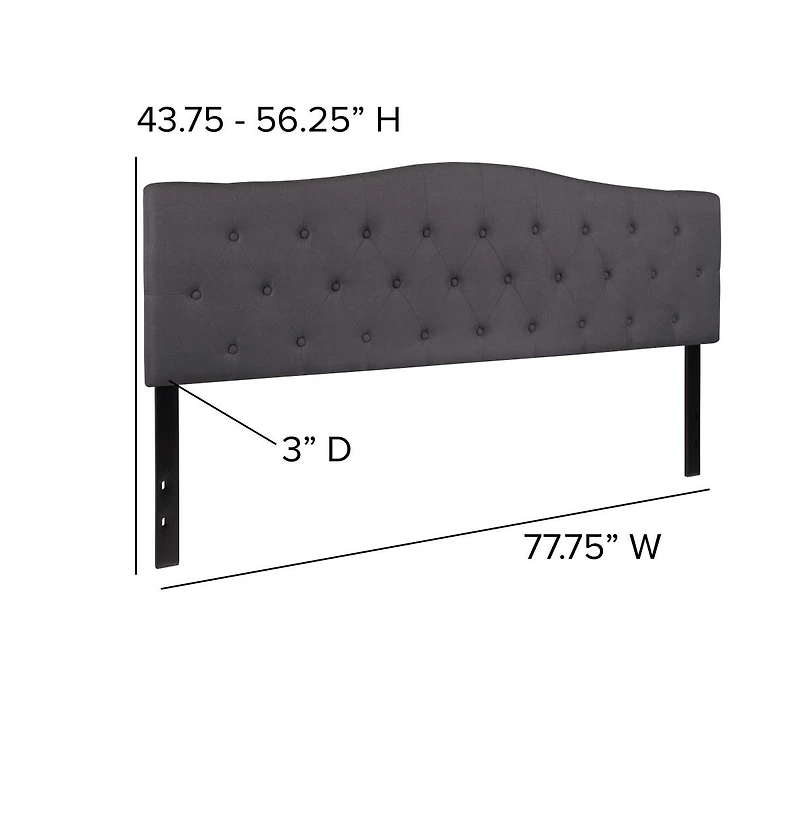 Arched King Button Tufted Upholstered Headboard