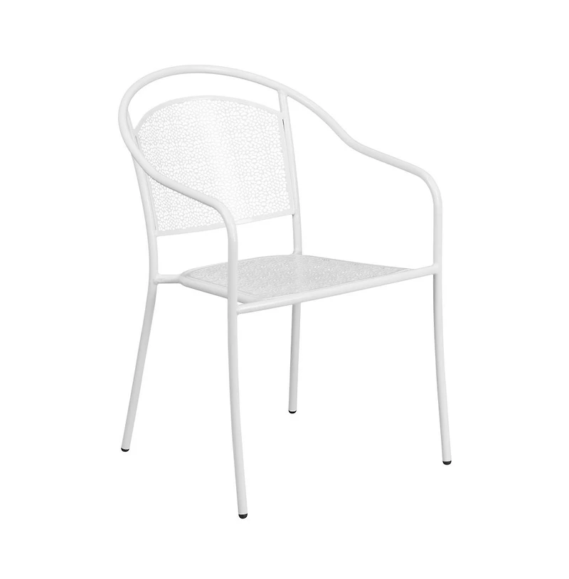 Commercial 35.25" Round Metal Garden Patio Table Set W/ 4 Round Back Chairs