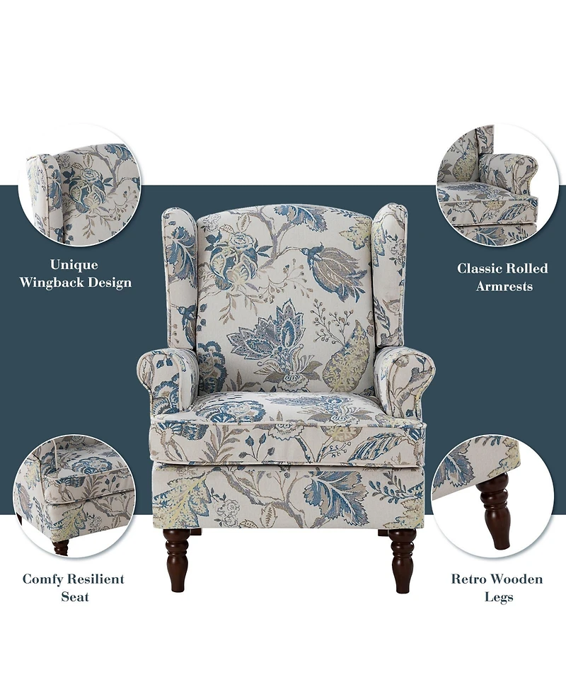 Escanor Traditional Armchair with Pattern Design for Living Room