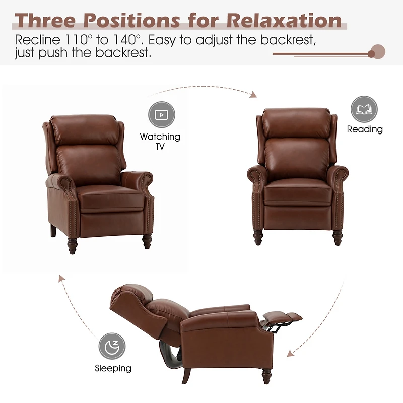 Pierce Genuine Leather Recliner with Nailhead Trims