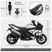 Aosom 3-Wheel Kids Ride On Motorcycle W/ High-Traction Wheels,