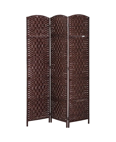 Homcom 3 Panel Resin Wicker Folding Room Divider Privacy Screen Home Office