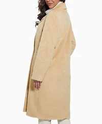 Guess Women's Textured Double-Breasted Notched-Collar Coat