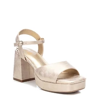 Women's Gold Heeled Platform Sandals By Xti