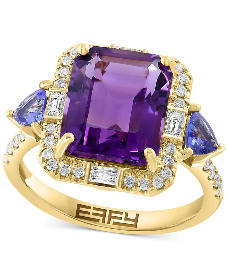 Effy Amethyst (3-7/8 ct. t.w.), Tanzanite (1/2 ct. t.w.) & Diamond (3/8 ct. t.w.) Statement Ring in 14k Gold