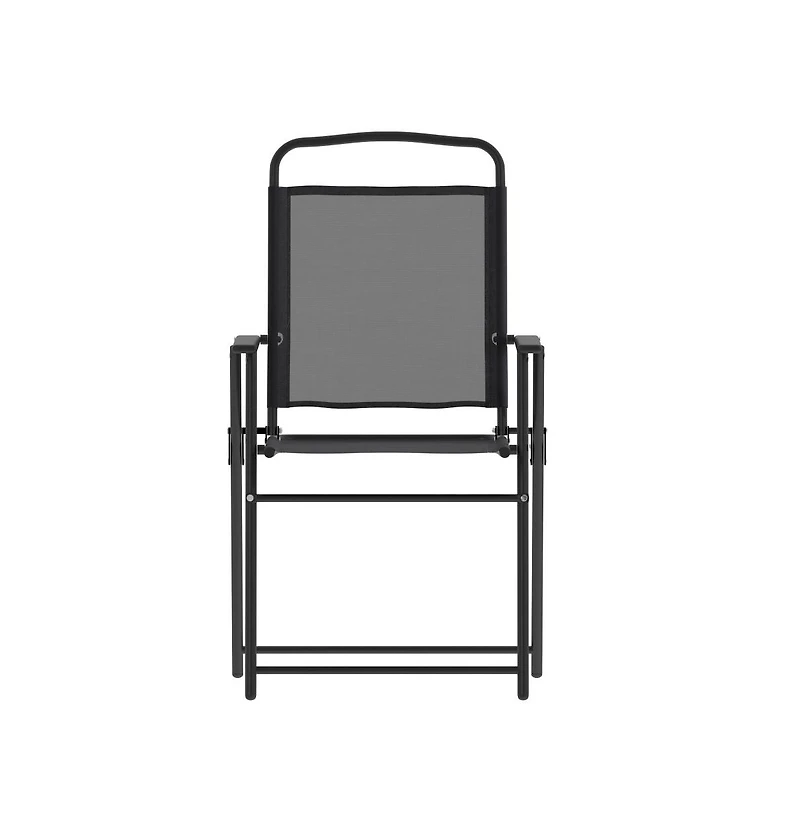 Munroe Set Of 4 Textilene Folding Sling Style Patio Chairs With Armrests