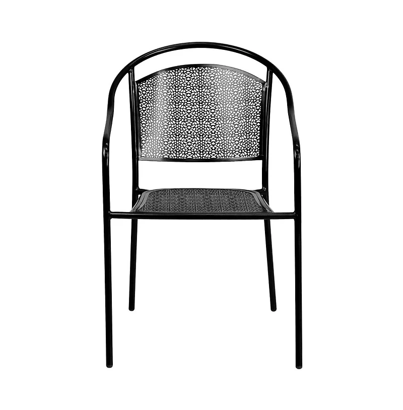 Emma+Oliver Commercial Grade 5 Pack Indoor-Outdoor Steel Patio Arm Chair With Round Back