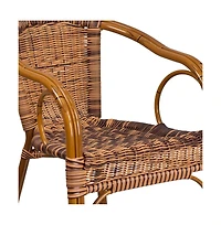 Esna Series Stacking Rattan Patio Chair With Bamboo Look Aluminum Frame And Integrated Arms