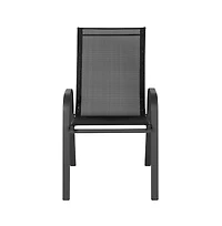 Set Of 4 Manado Series Metal Stacking Patio Chairs With Flex Comfort Material