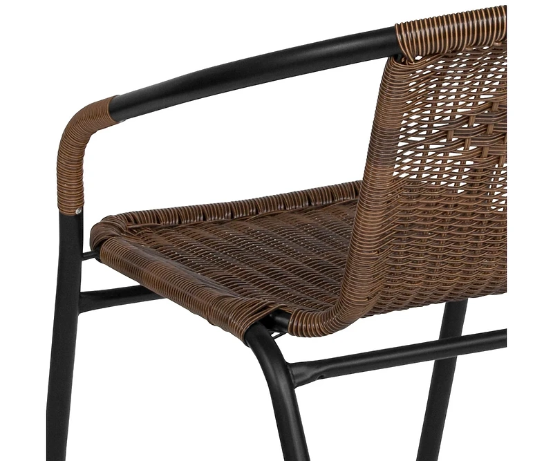 Pack Rattan Indoor-Outdoor Restaurant Stack Chair With Curved Back