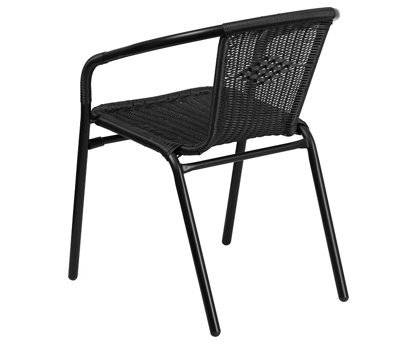 Pack Rattan Indoor-Outdoor Restaurant Stack Chair With Curved Back