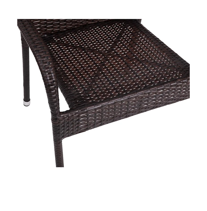 Sala Stacking All-Weather Wicker Wrapped Powder Coated Steel Patio Club Chairs For Indoor And Outdoor Use
