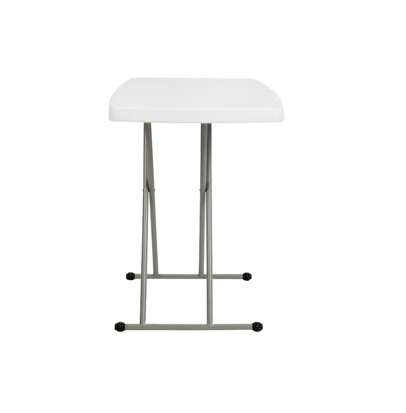 Height Adjustable Plastic Folding Tv Tray/Laptop Table In Granite White