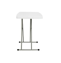 Height Adjustable Plastic Folding Tv Tray/Laptop Table In Granite White