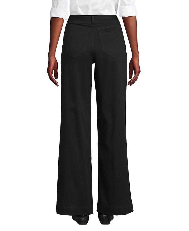 Lands' End Women's High Rise 5 Pocket Wide Leg Chino Pants
