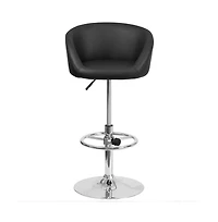 Valencia Bucket Seat Bar And Dining Stool Modern Stool With 360 Swivel, Adjustable Height And Metal Footrest