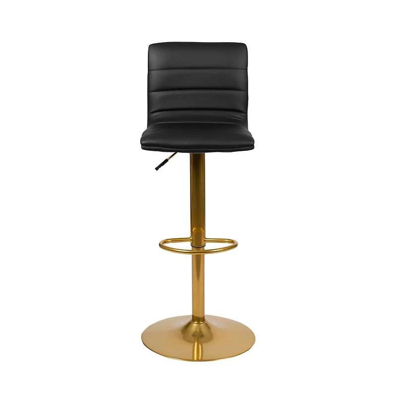 Set Of 2 Contemporary Height Adjustable Swivel Stools With Back And Pedestal Base Footrest