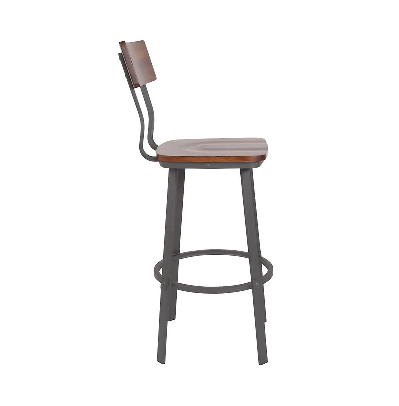 Restaurant Barstool With Wood Seat & Back And Powder Coat Frame