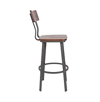 Restaurant Barstool With Wood Seat & Back And Powder Coat Frame