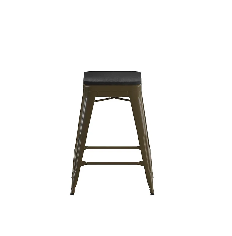Cory Set Of Four Backless Metal Stools With All-Weather Poly Resin Seats For Indoor Use Only