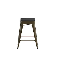 Cory Set Of Four Backless Metal Stools With All-Weather Poly Resin Seats For Indoor Use Only