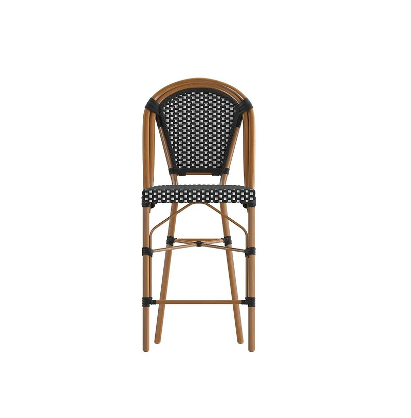Sacha Set Of Two Stacking Bistro Counter Stools With Pe Seats And Backs Metal Frames For Indoor/Outdoor Use