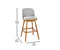 Jada Upholstered Mid-Back Stools With Nailhead Accent Trim & Wood Frames