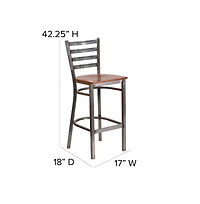 Clear Coated Ladder Back Metal Restaurant Dining Barstool