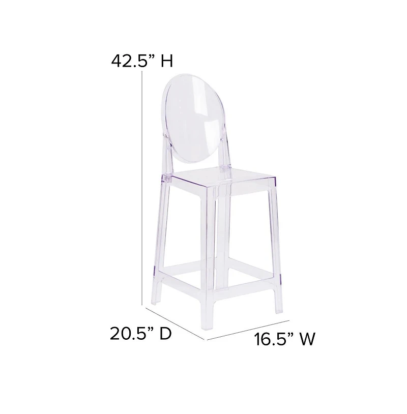 Ghost Counter Stool In Transparent Crystal With Oval Back