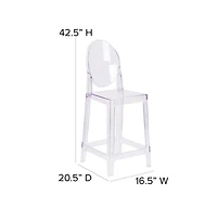 Ghost Counter Stool In Transparent Crystal With Oval Back